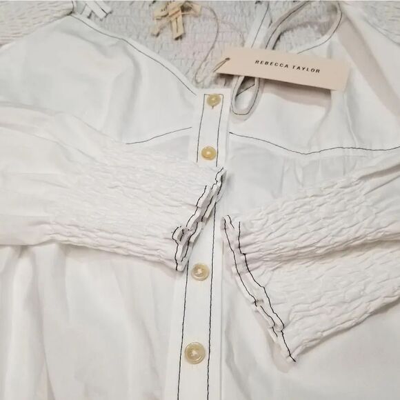 Rebecca taylor OffShoulder Poplin Button-Front Top - Picture 6 of 7